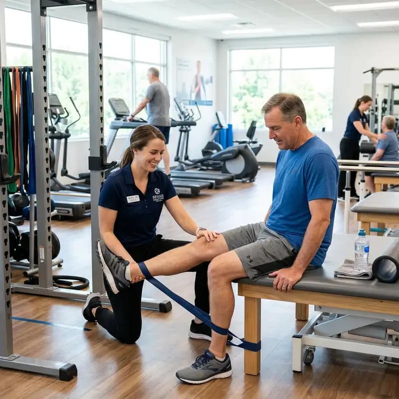 Travel physical therapist working with patient in California