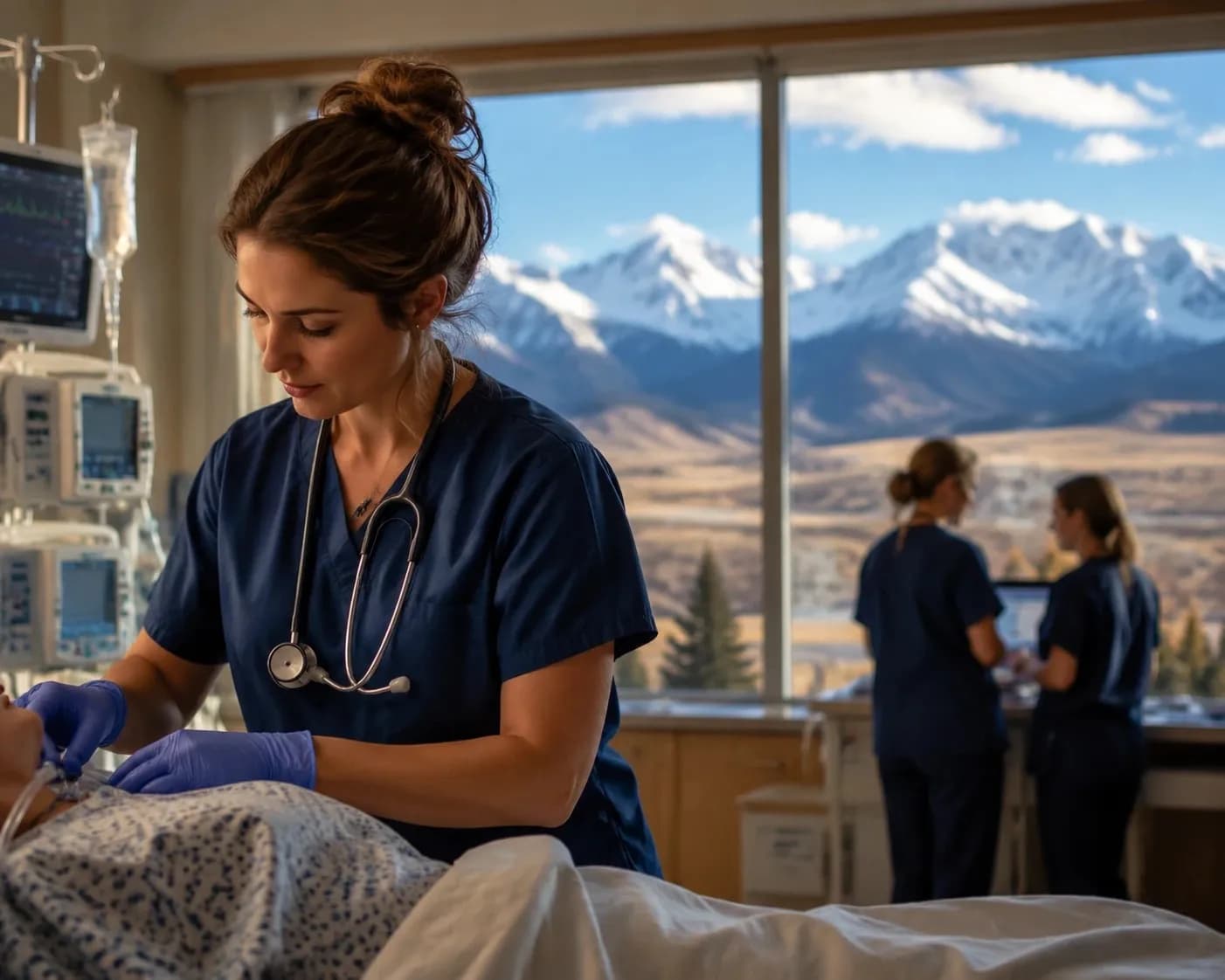Travel registered nurse at a Wyoming hospital
