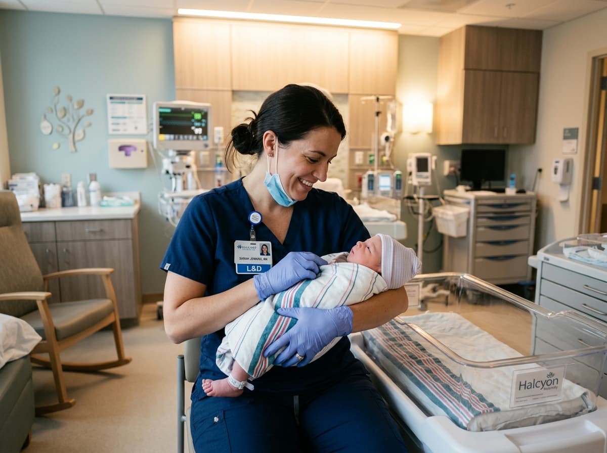 Labor and delivery registered nurse supporting maternity and newborn care