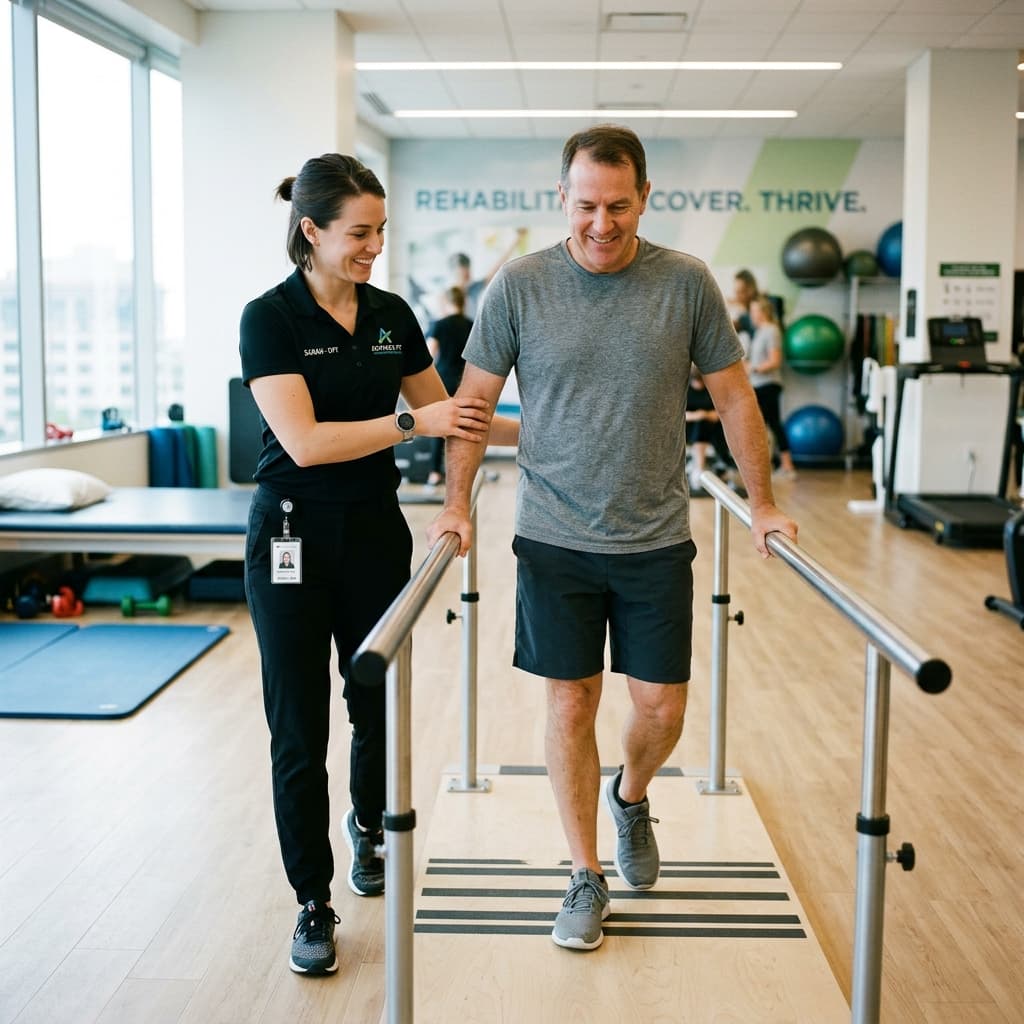 Therapy professional working with a patient