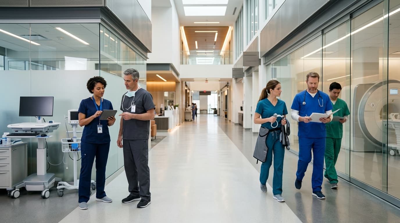 Multidisciplinary hospital clinical team representing acute care and skilled nursing placements.