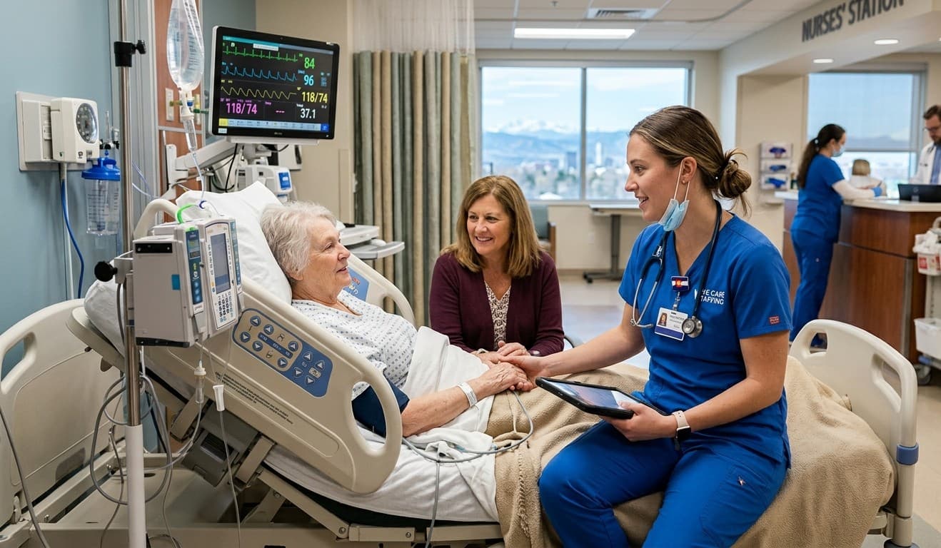 Travel registered nurse providing care at a Colorado hospital