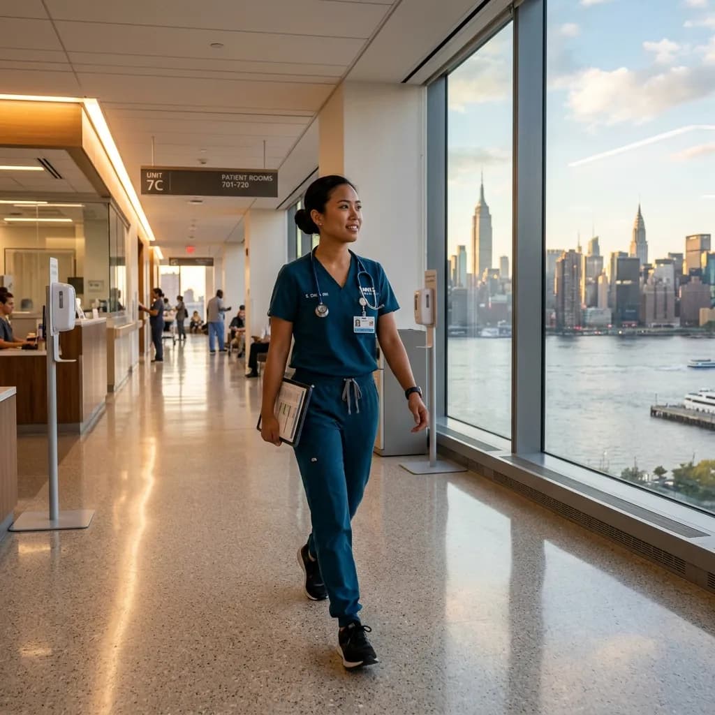 Travel registered nurse in a high-acuity New York hospital