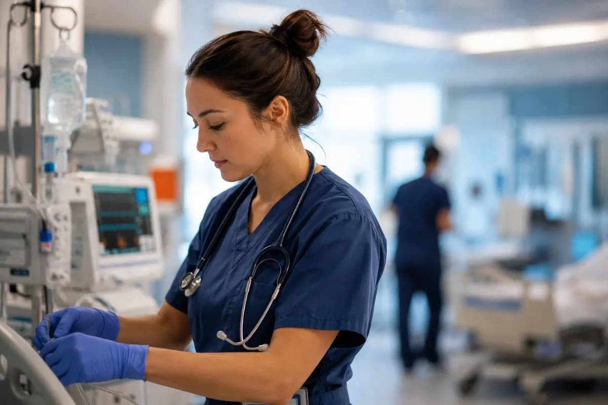 Travel registered nurse providing care at a Wisconsin hospital