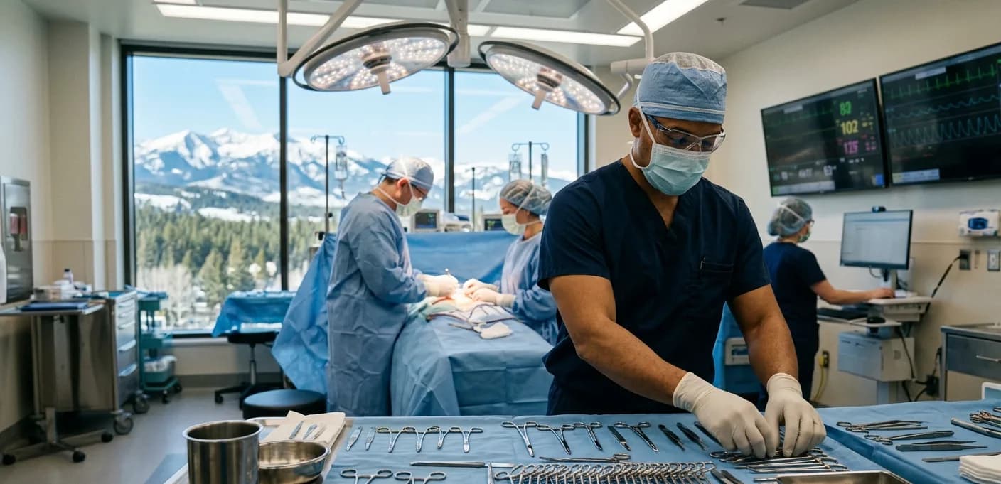 Travel surgical technologist in a Montana operating room