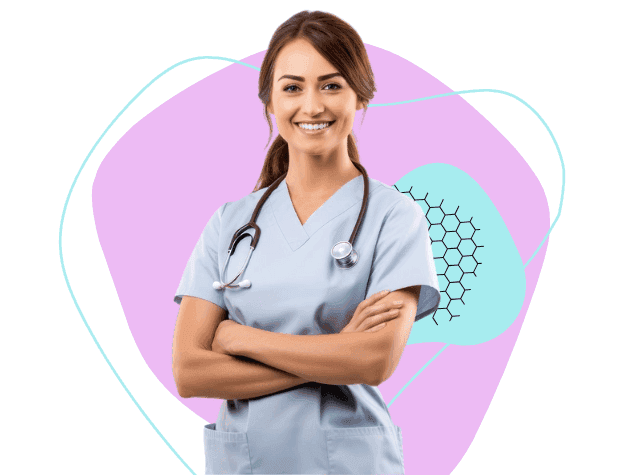 Smiling nurse educator holding a tablet
